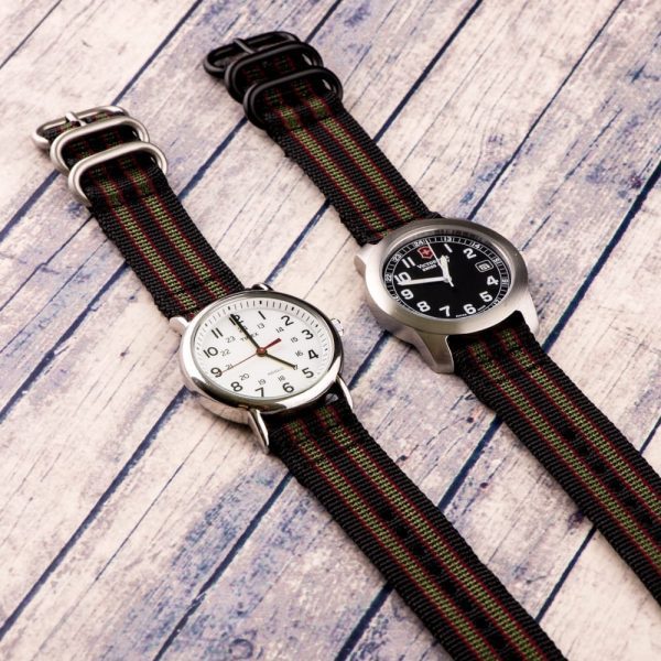 Black/Green/Red 2-Piece Heavy NATO Bands