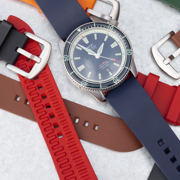 Orange FKM Smooth Diver Rubber Watch Bands - Image 4