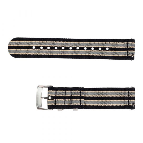 Black/Khaki/Grey 2 Piece Seat Belt 2.0 Ballistic Watch Bands - Image 3