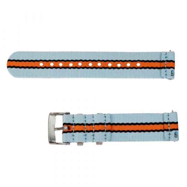 Light Blue/Black/Orange 2 Piece Seat Belt 2.0 Ballistic Watch Bands - Image 3