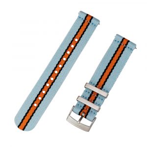 Light Blue/Black/Orange 2 Piece Seat Belt 2.0 Ballistic Watch Bands