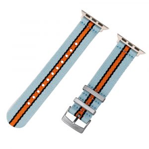 Light Blue/Black/Orange 2 Piece Seat Belt 2.0 Ballistic Watch Bands for Apple Watch®