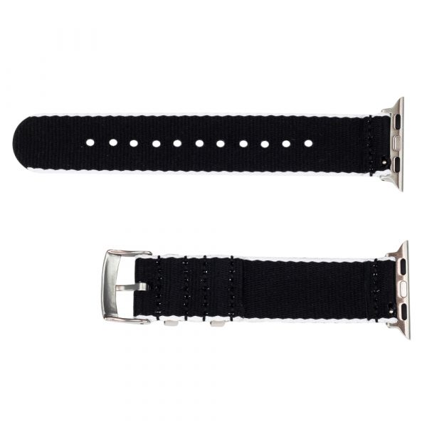 White & Black 2 Piece Seat Belt 2.0 Ballistic Watch Bands for Apple Watch® - Image 2