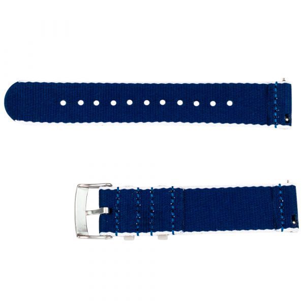 White & Blue 2 Piece Seat Belt 2.0 Ballistic Watch Bands - Image 4