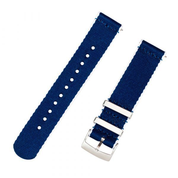 White & Blue 2 Piece Seat Belt 2.0 Ballistic Watch Bands