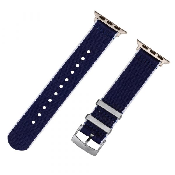 White & Navy 2 Piece Seat Belt 2.0 Ballistic Watch Bands for Apple Watch®