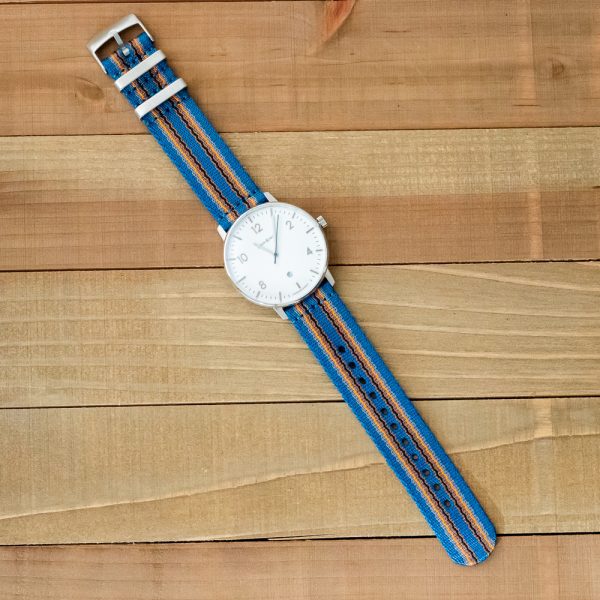 Cyan/Orange/Black 2 Piece Seat Belt 2.0 Ballistic Watch Bands - Image 2