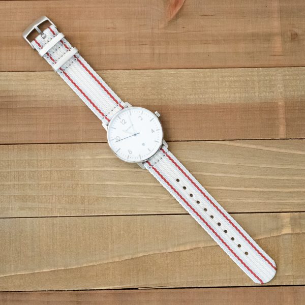 Grey/Red/Khaki 2 Piece Seat Belt 2.0 Ballistic Watch Bands - Image 2