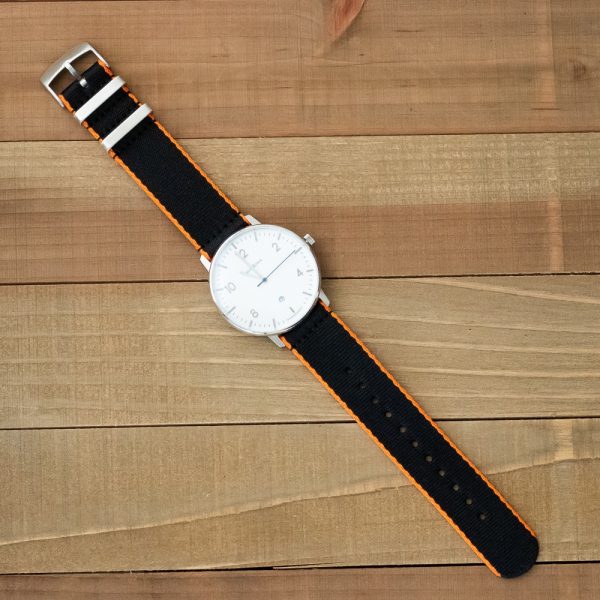 Orange & Black 2 Piece Seat Belt 2.0 Ballistic Watch Bands - Image 2