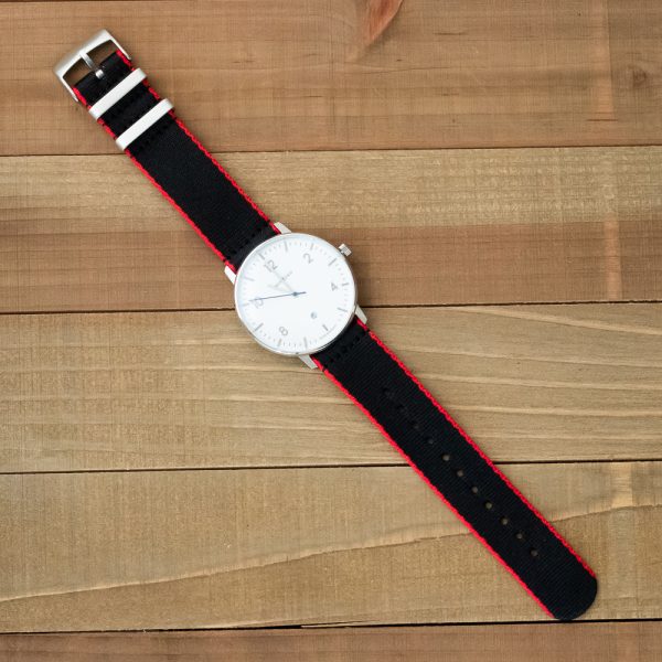 Red & Black 2 Piece Seat Belt 2.0 Ballistic Watch Bands - Image 2