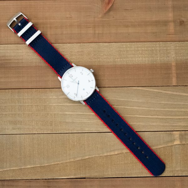 Red & Navy 2 Piece Seat Belt 2.0 Ballistic Watch Bands - Image 2