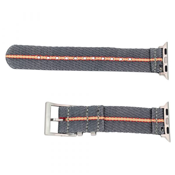 Grey/Red/Khaki 2 Piece Slanted Ballistic Watch Bands for Apple Watch® - Image 2