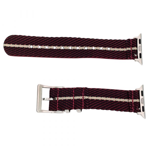 Maroon/Black/Khaki 2 Piece Slanted Ballistic Watch Bands for Apple Watch® - Image 2