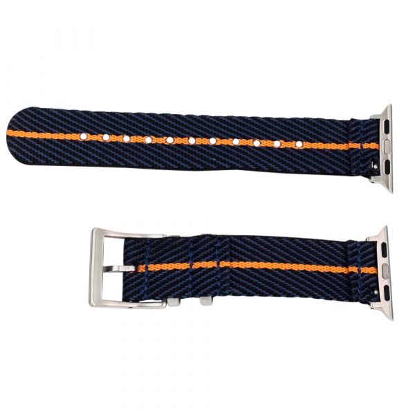 Navy/Black/Orange 2 Piece Slanted Ballistic Watch Bands for Apple Watch® - Image 2