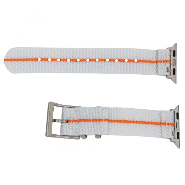 White & Orange 2 Piece Slanted Ballistic Watch Bands for Apple Watch® - Image 2