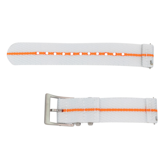 White & Orange 2 Piece Slanted Ballistic Watch Bands - Image 3