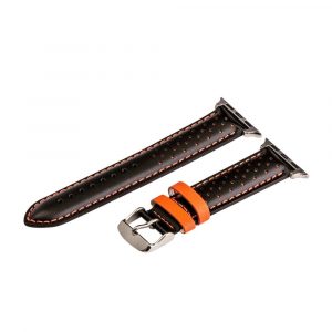 Black & Orange Smooth Perforated Rally Bands for Apple Watch<sup>®</sup>
