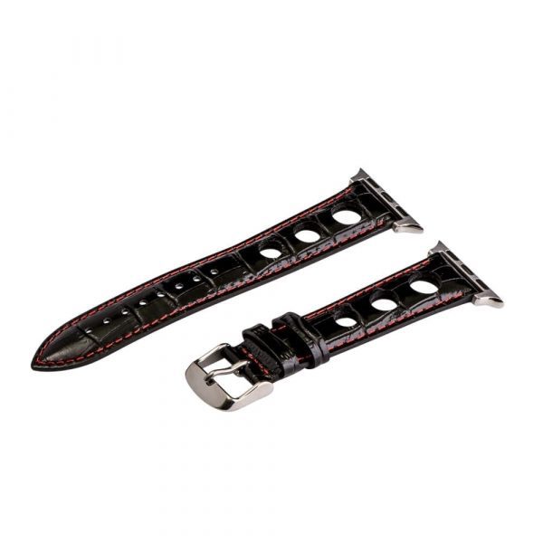Black & Red 3-hole Croco Rally Bands for Apple Watch<sup>®</sup>