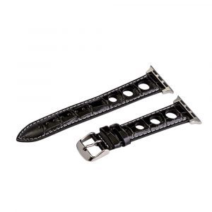 Black & White 3-hole Croco Rally Bands for Apple Watch®