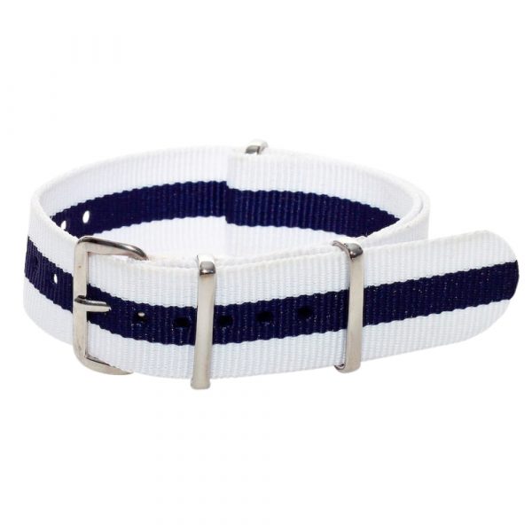 White & Navy Classic Ballistic Strap