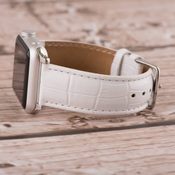 White Croco Leather Bands for Apple Watch