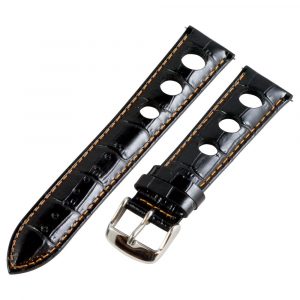 Black & Orange 3-hole Croco Rally Bands