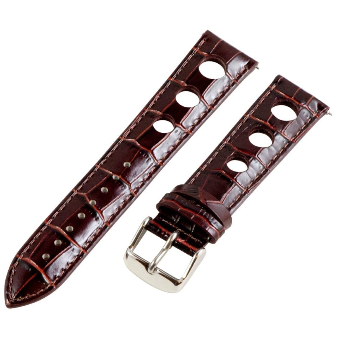 Brown 3-hole Croco Rally Leather Bands - Clockwork Synergy