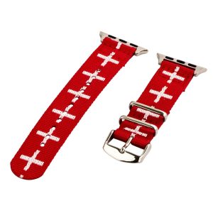 White Cross & Red 2-Piece Classic Ballistic Bands for Apple Watch<sup>®</sup>