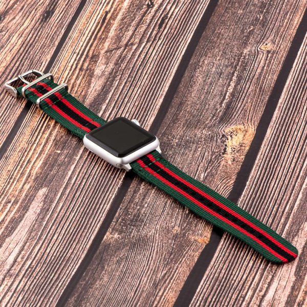 Green/Red/Black 2-Piece Classic Ballistic Bands for Apple Watch<sup>®</sup> - Image 2