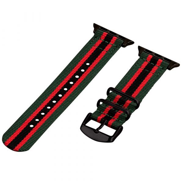 Green/Red/Black 2-Piece Classic Ballistic Bands for Apple Watch<sup>®</sup> - Image 3