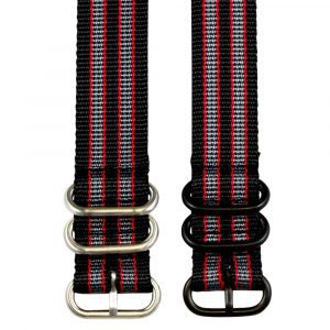 Grey & Red Heavy Ballistic Watch Strap