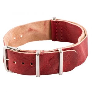 Red Vintage Leather NATO Strap