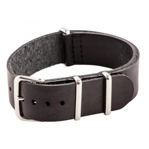 Black Worn Leather Ballistic Strap