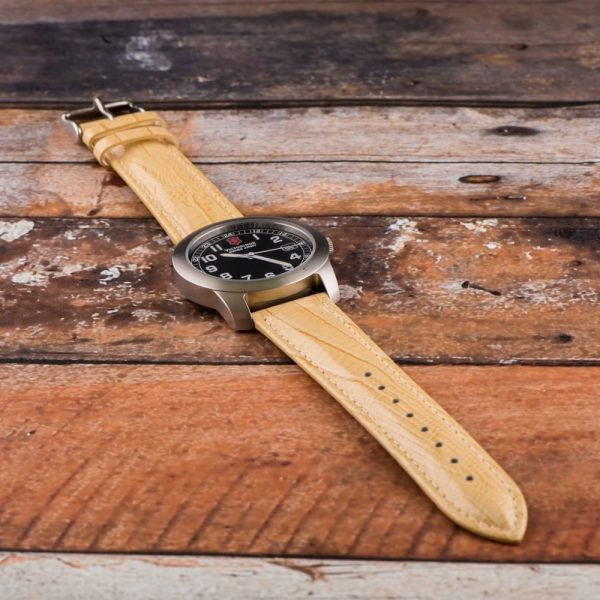 Khaki Lizard Leather Watch Bands - Image 2