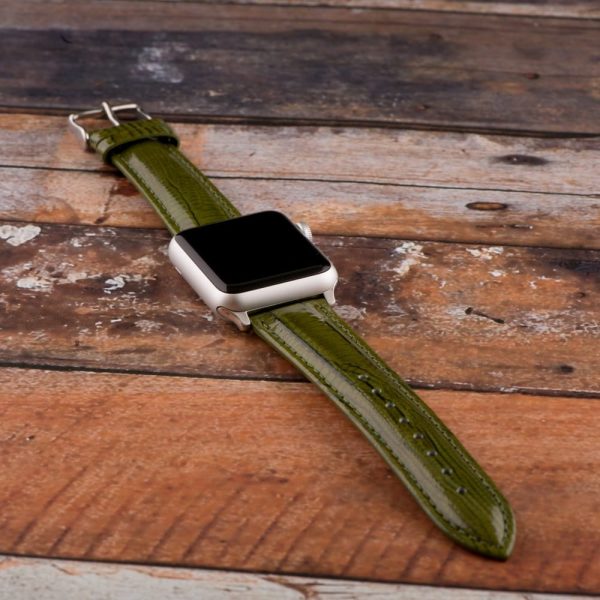 Olive Green Lizard Leather Bands for Apple Watch<sup>®</sup> - Image 2