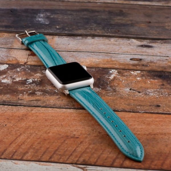 Turquoise Lizard Leather Bands for Apple Watch