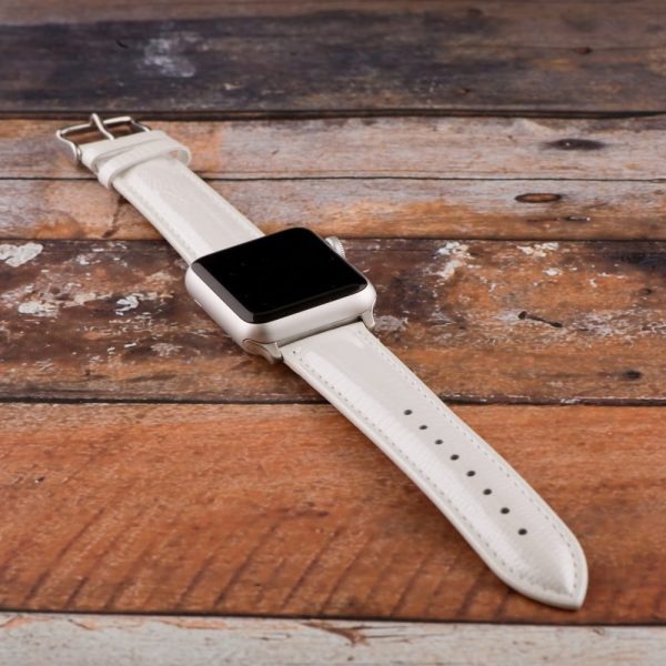 White Lizard Leather Bands for Apple Watch®