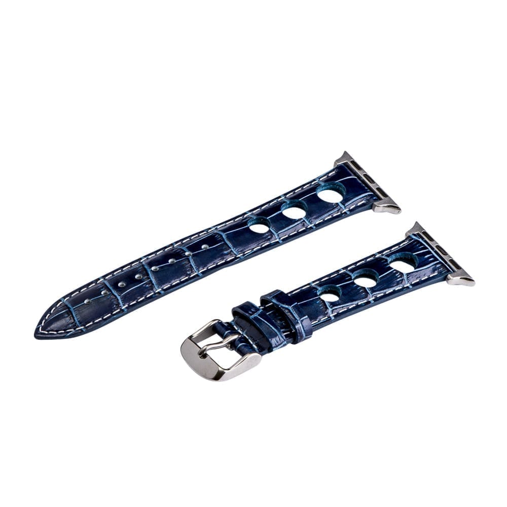 Navy & White 3-hole Croco Rally Bands for Apple Watch<sup>®</sup>