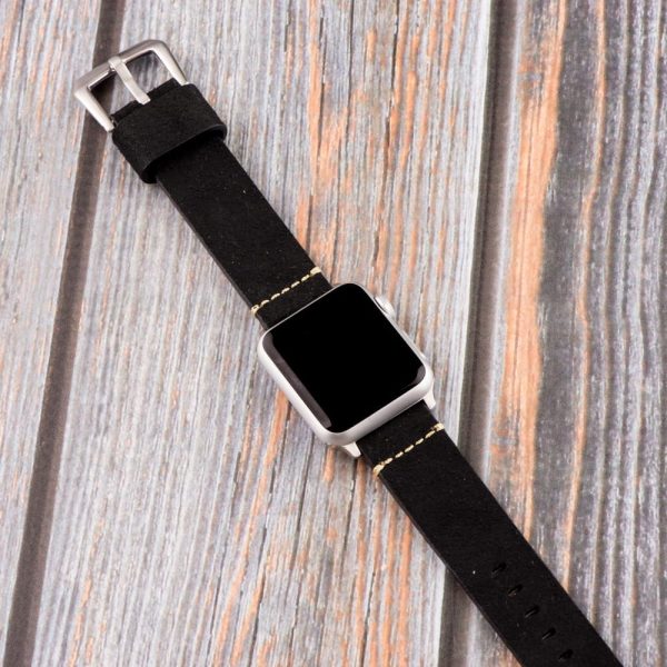 Black Suede Leather Bands for Apple Watch<sup>®</sup>(Dapper) - Image 2