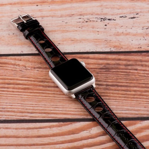 Black & Red 3-hole Croco Rally Bands for Apple Watch<sup>®</sup> - Image 2