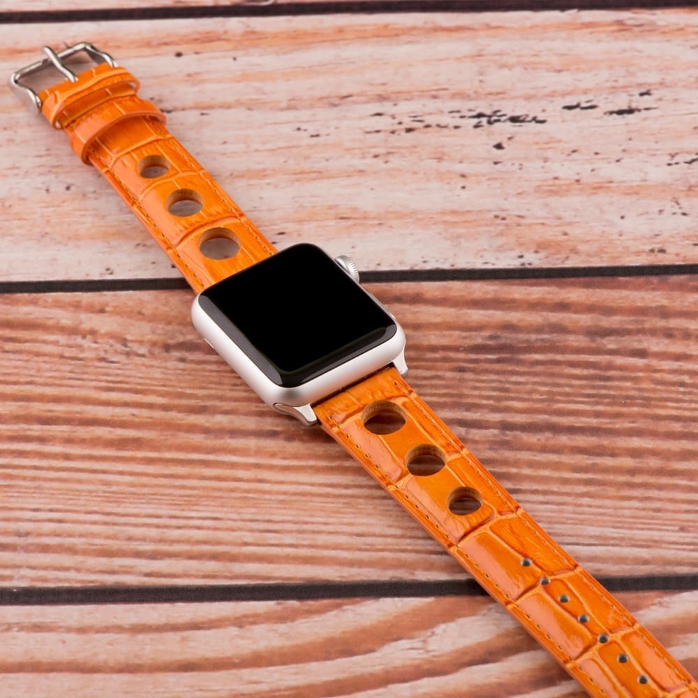 Orange 3-hole Croco Rally Bands for Apple Watch<sup>®</sup> - Image 2