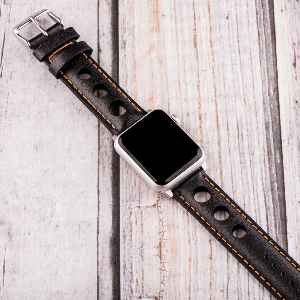 Black & Orange 3-hole Smooth Rally Bands for Apple Watch<sup>®</sup> - Image 2