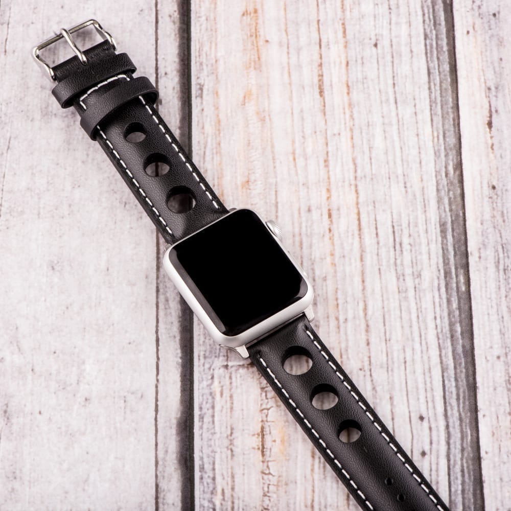 Black & White 3-hole Smooth Rally Bands for Apple Watch® - Image 2