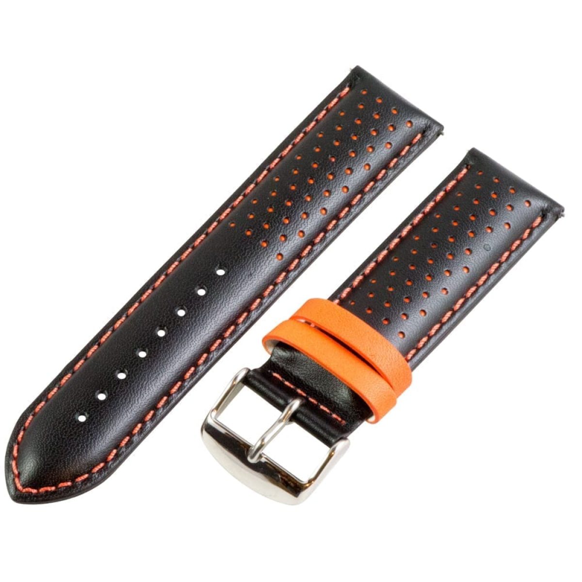 ビンテージ！希少！レザー ！　ハンドステッチ ブラック オレンジ Smooth-Perforated-Rally-Black-