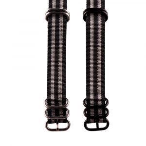 Black & Silver XL Ballistic Watch Strap