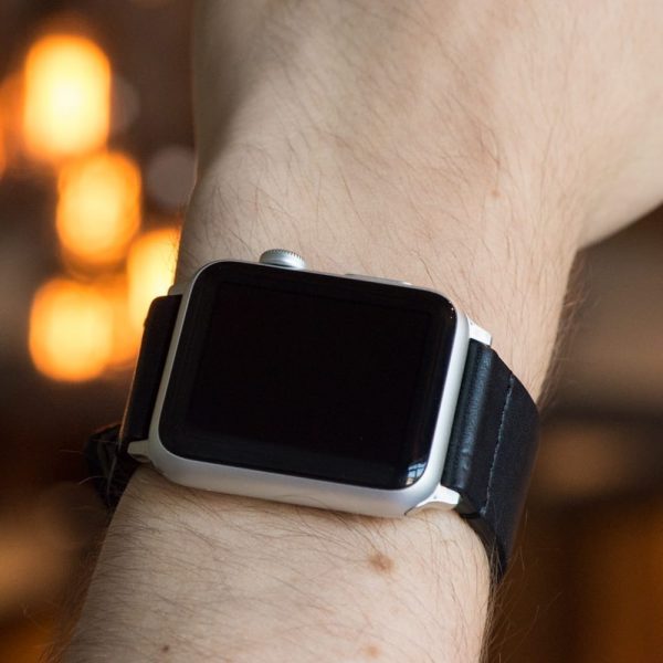 Black Aged Leather Bands for Apple Watch<sup>®</sup> (Dapper) - Image 2