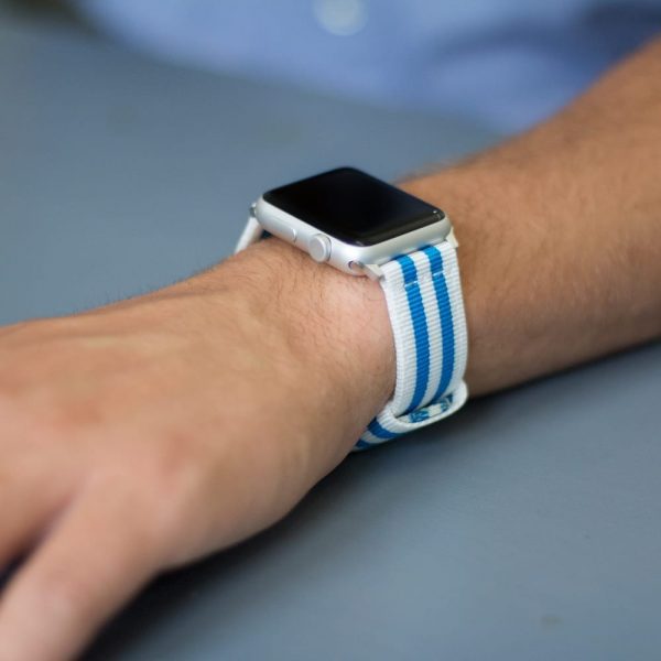 White & Light Blue RAF Ballistic Watch Bands for Apple Watch<sup>®</sup> - Image 2