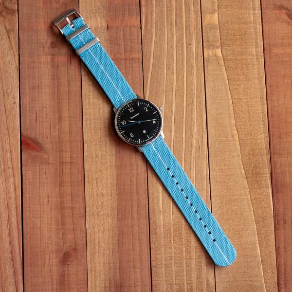 Baby Blue & White 2 Piece Parachute Elastic Ballistic Watch Bands - Image 2