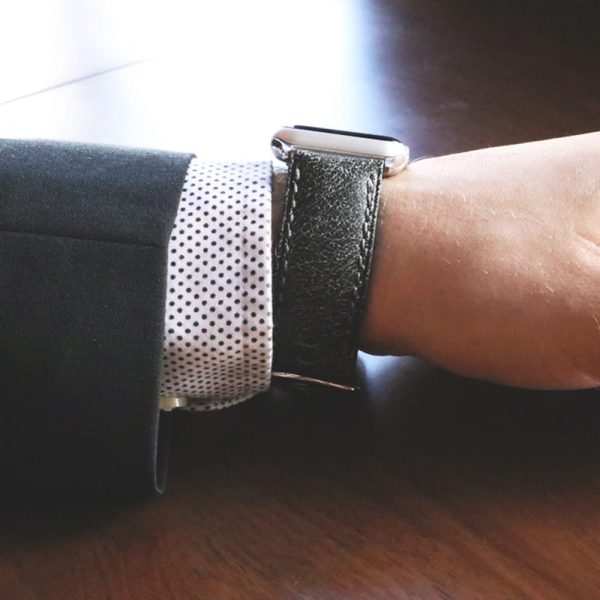 Black Bomber Leather Bands for Apple Watch<sup>®</sup> (Gentlemen's) - Image 2