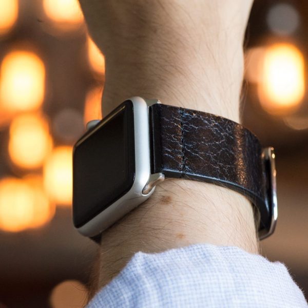 Black Washed Leather Bands for Apple Watch<sup>®</sup> (Dapper) - Image 2